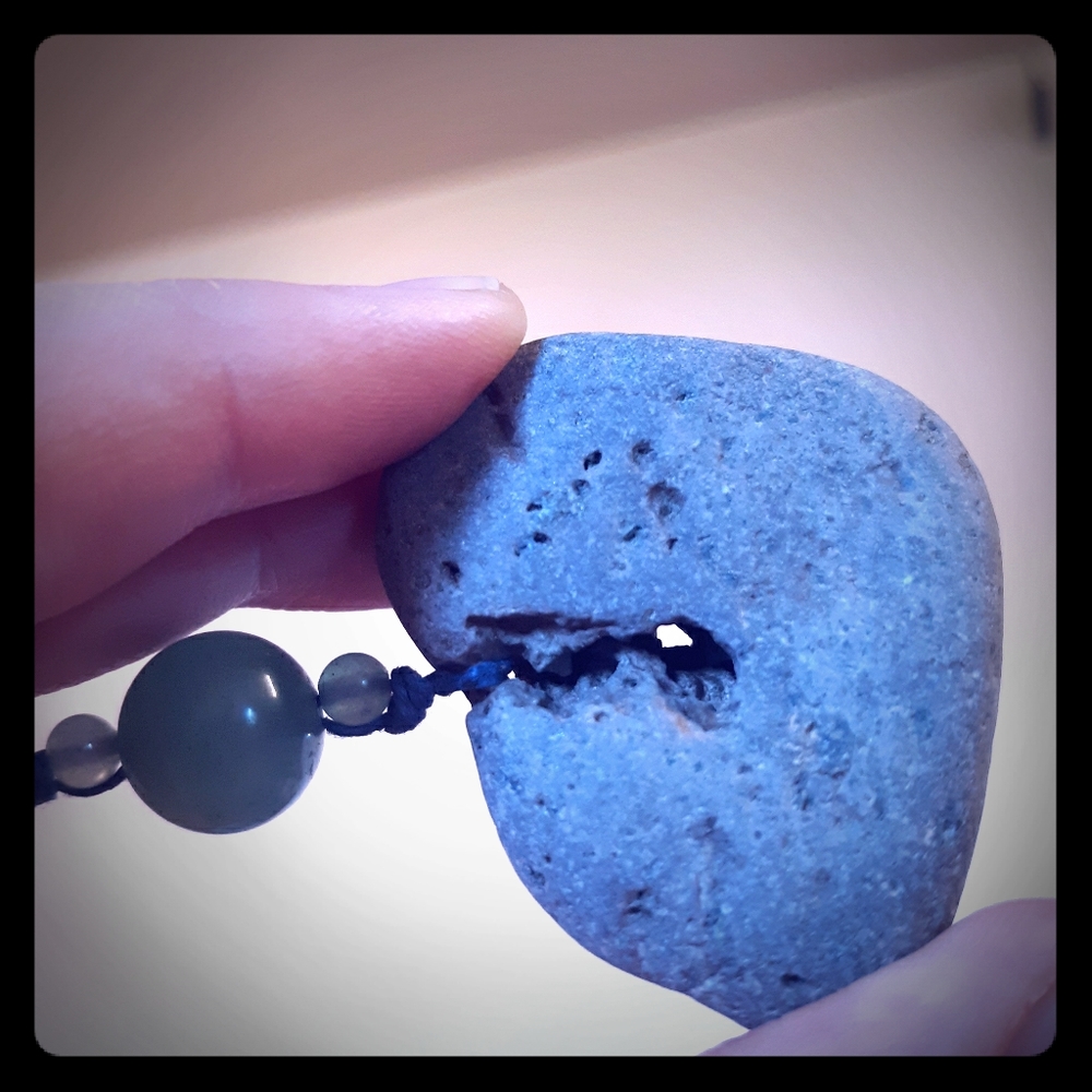 Hag Stone Necklace with Crystal Beads